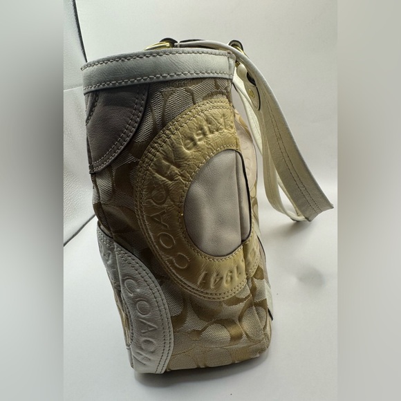 Coach Beige and Cream Patchwork Tote - Picture 2 of 15